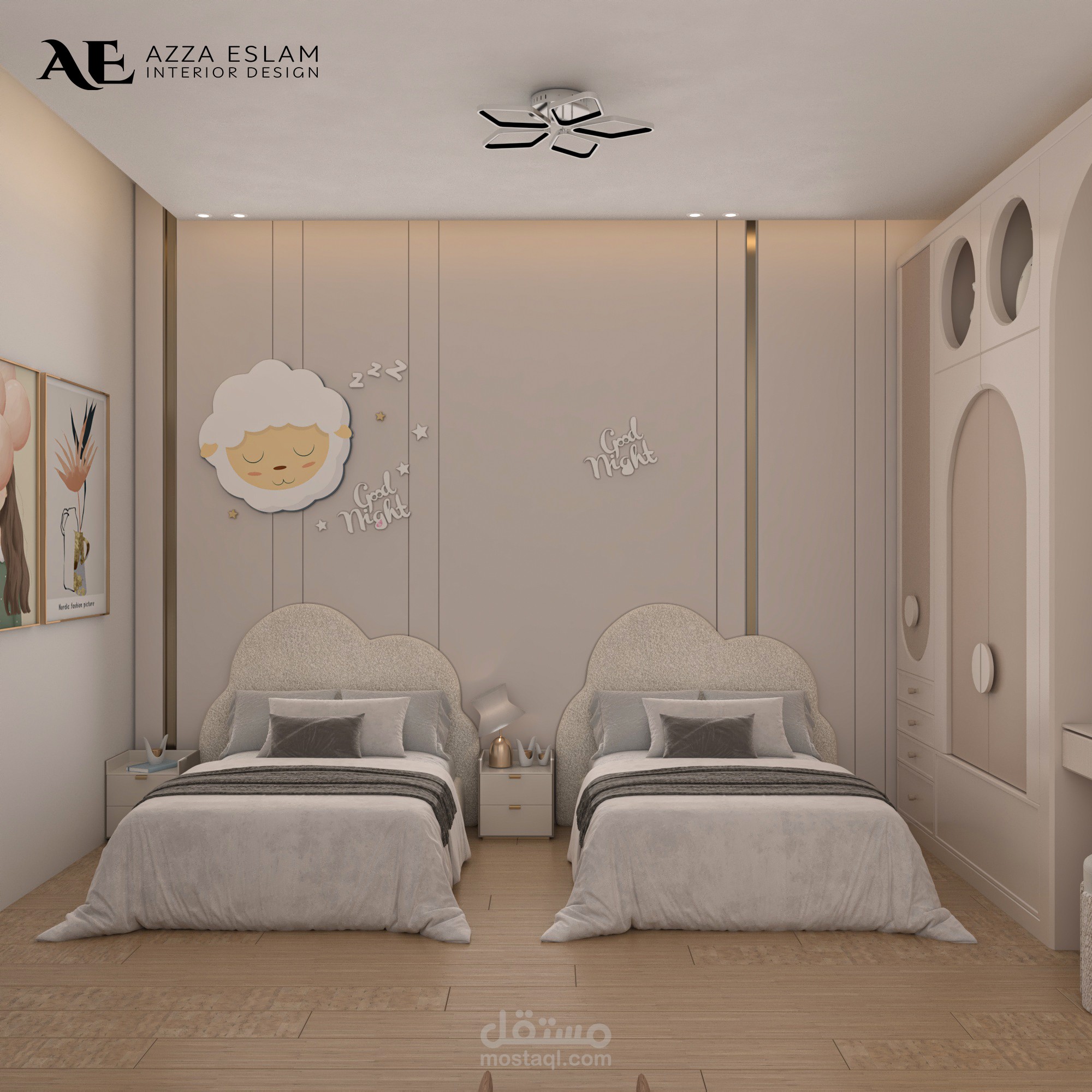 غرفه اطفال بنات عصريه مع تصميم مودرن