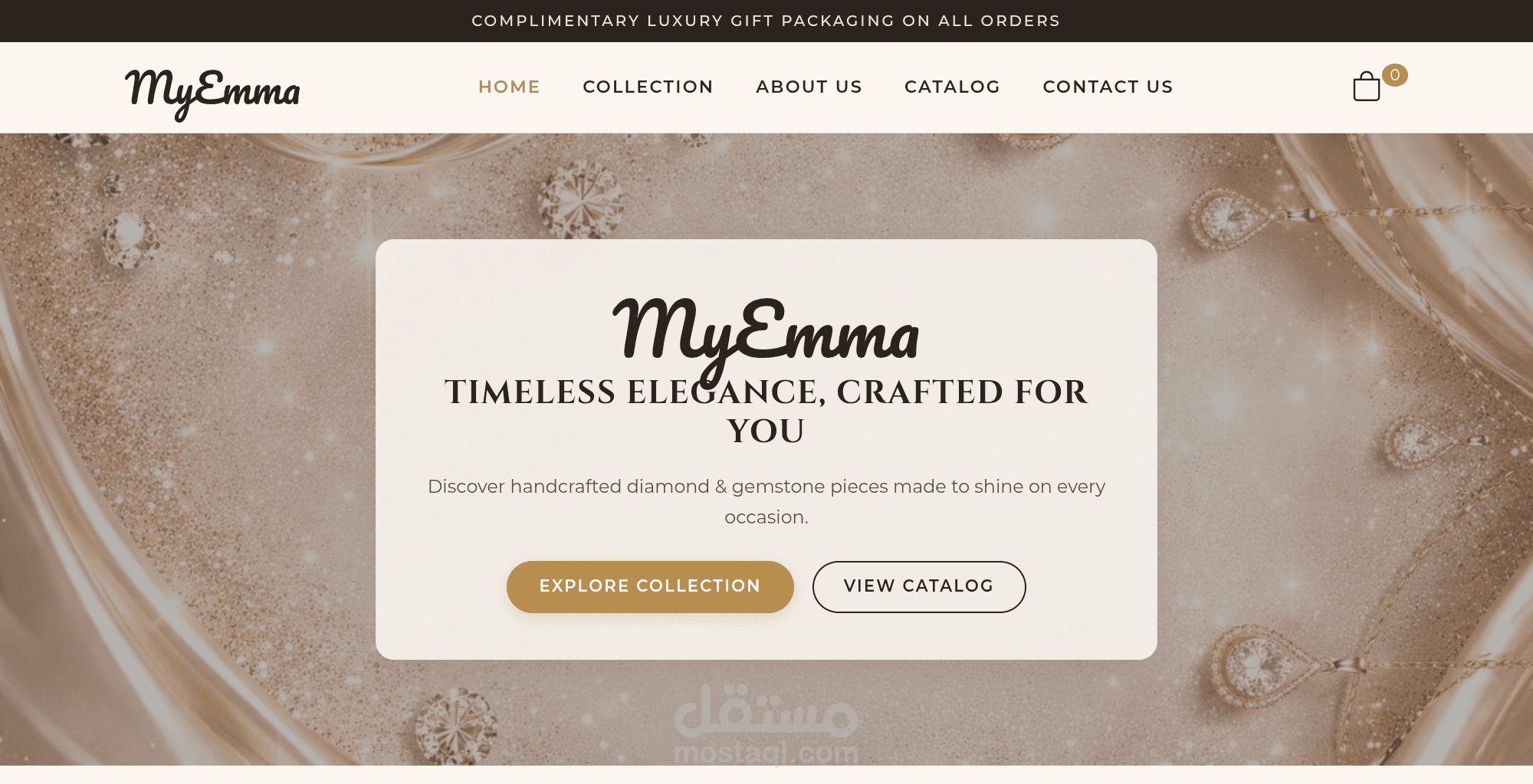 تصميم واجهة موقع إلكتروني لمتجر مجوهرات (MyEmma High Jewelry)