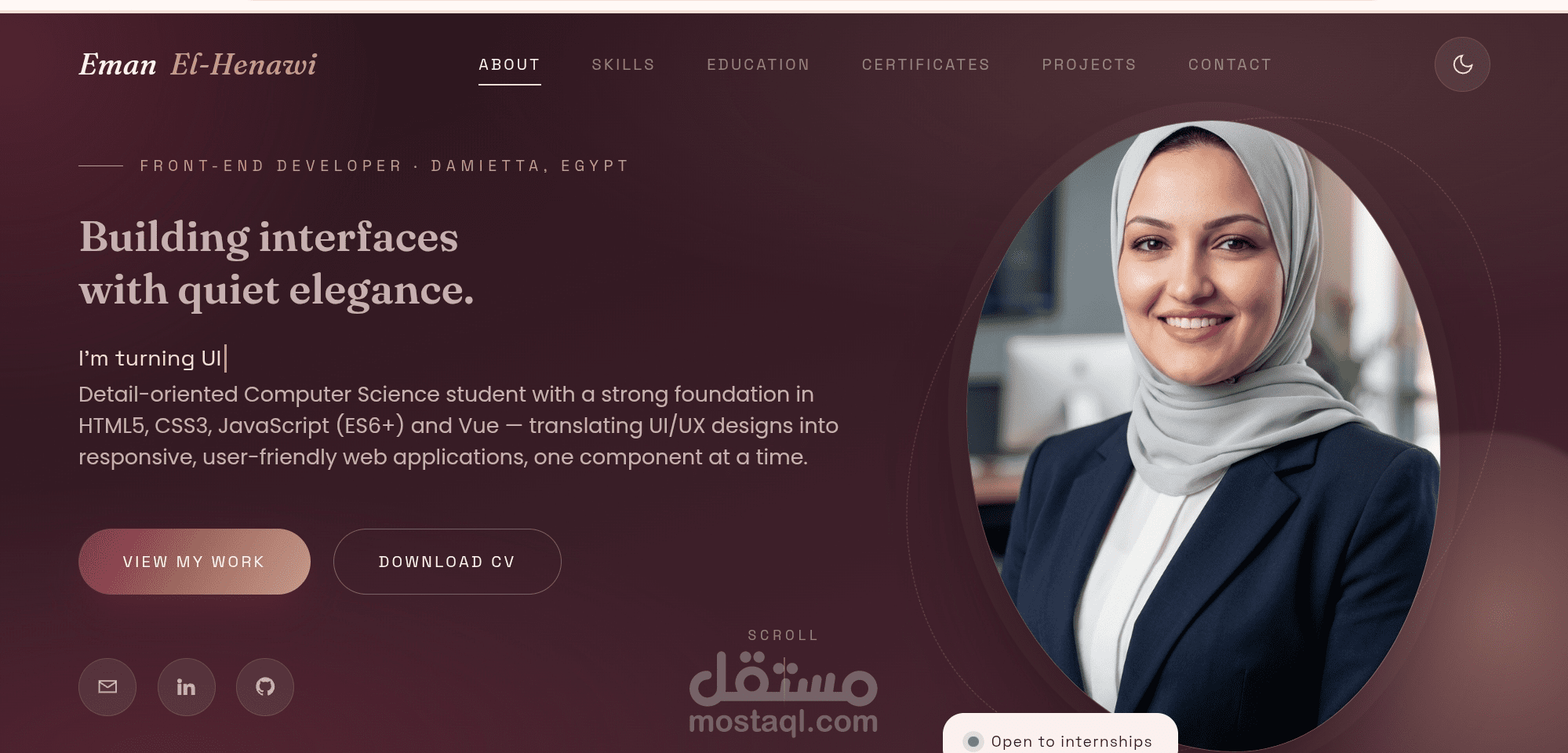 بورتفوليو شخصي – Front-End Developer
