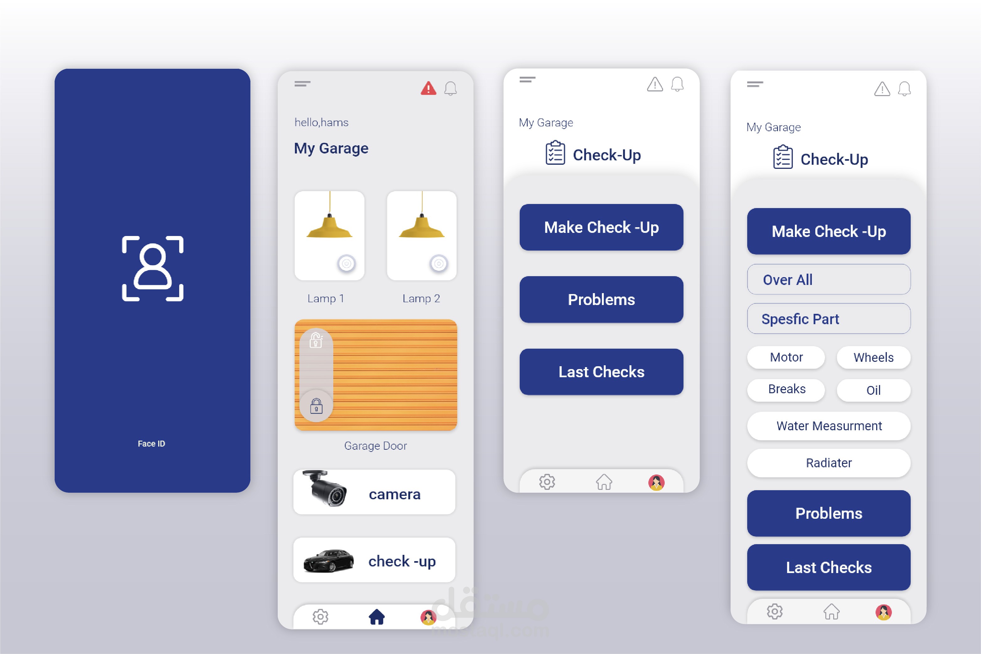 تصميم واجهة مستخدم لتطبيق جراج ذكي