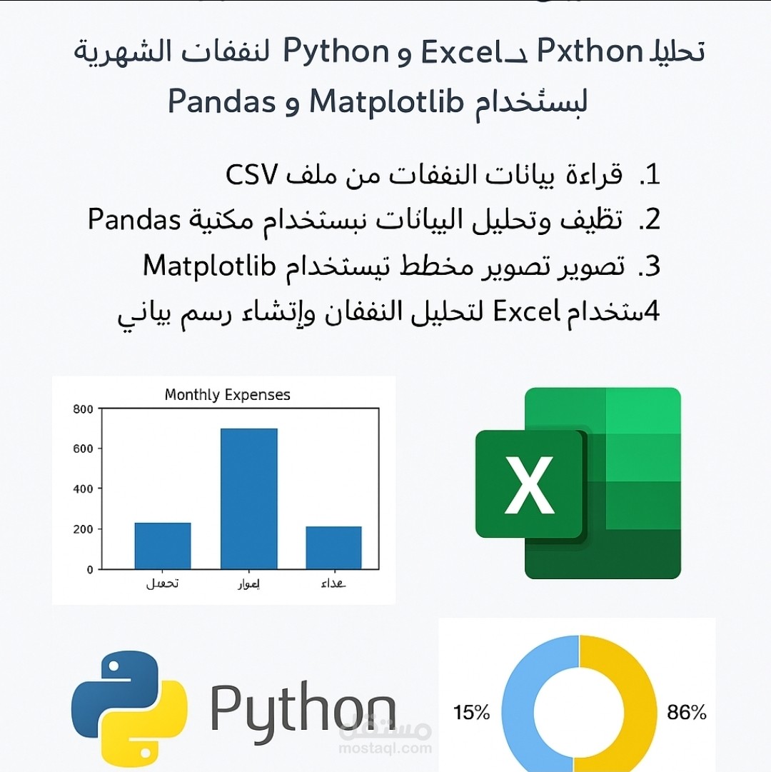 تحليل النفقات الشهرية باستخدام Python وExcel