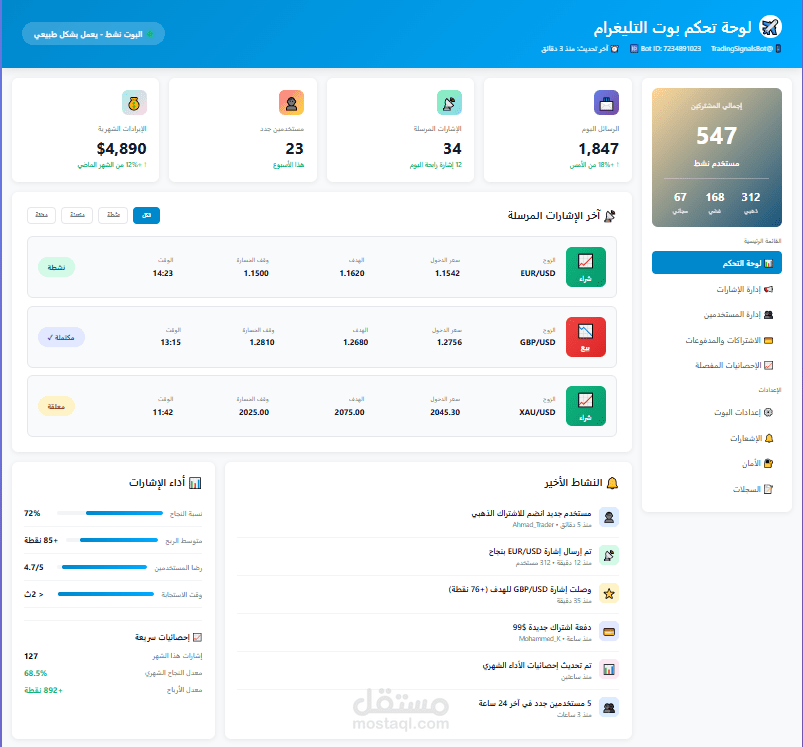 بوت تليغرام متكامل لإدارة المجموعات والإشعارات التجارية