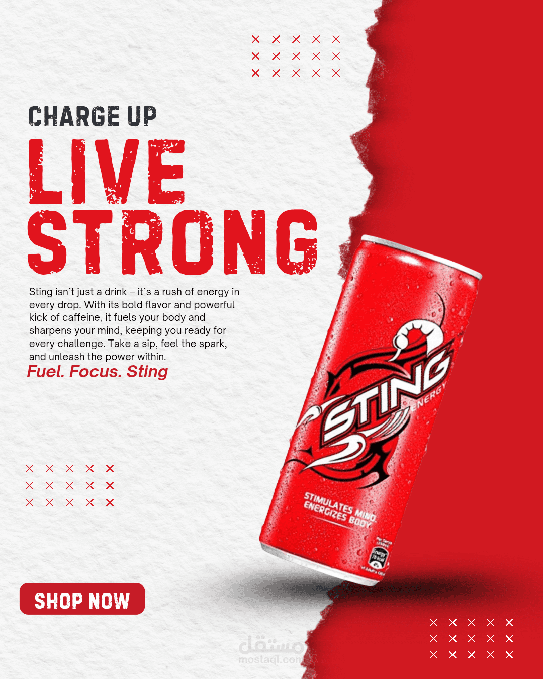 تصميم إعلان تسويقي احترافي لمشروبات الطاقة والمنتجات الاستهلاكية