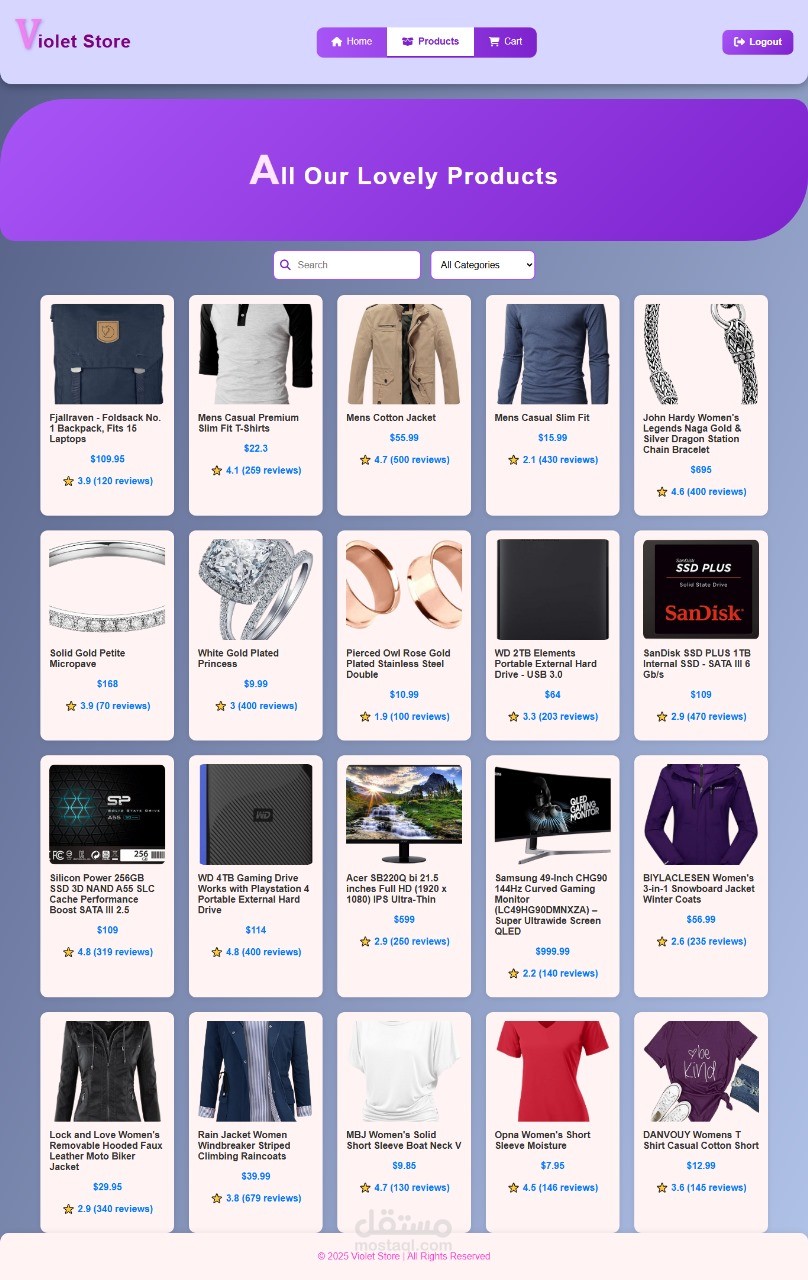 Violet Store – متجر إلكتروني متكامل "Violet Store" هو مشروع متجر إلكتروني