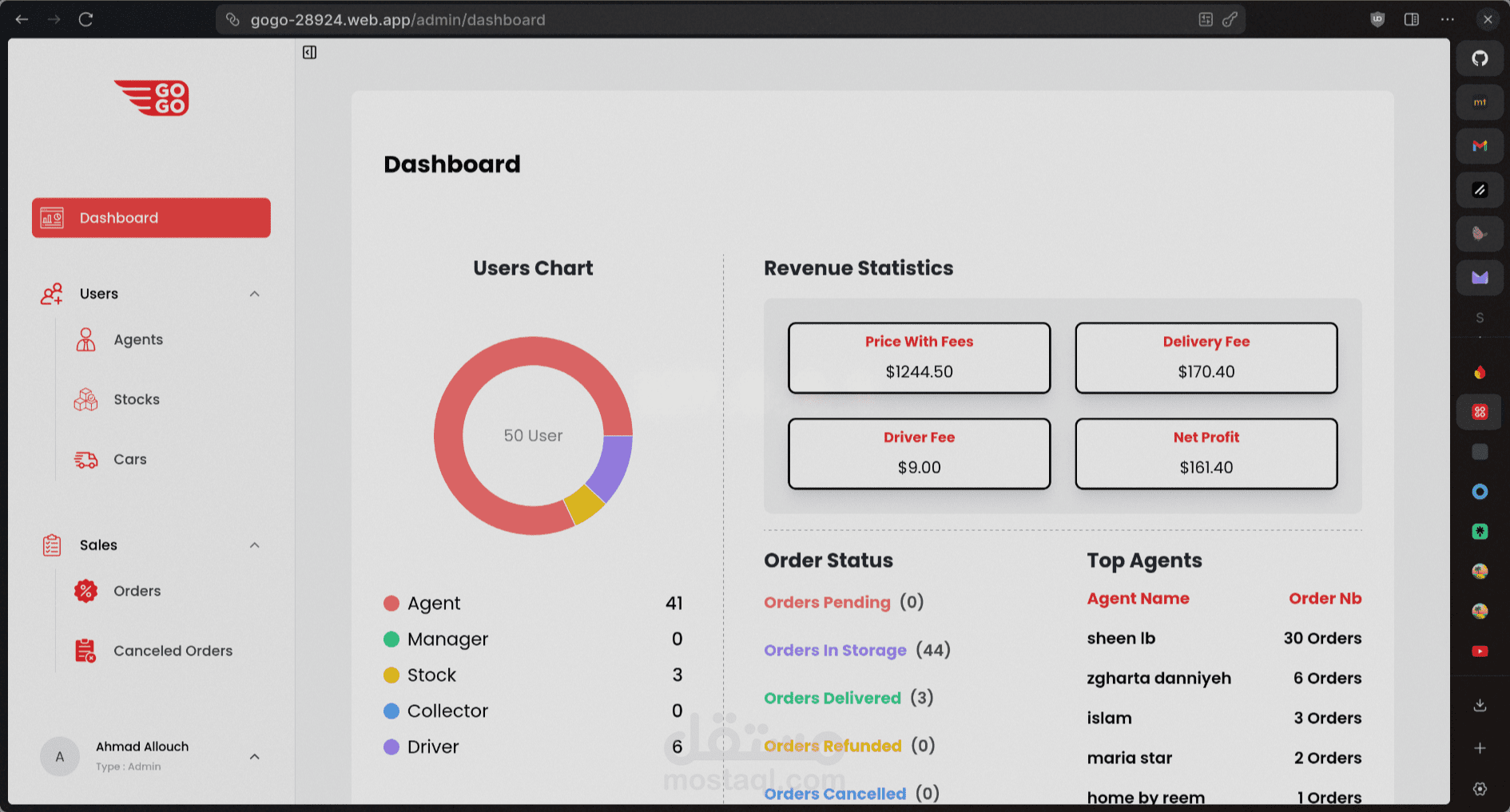 GoGo Delivery: لوحة تحكّم متقدمة لشركات التوصيل (Next.js + Firebase + Tailwind CSS)