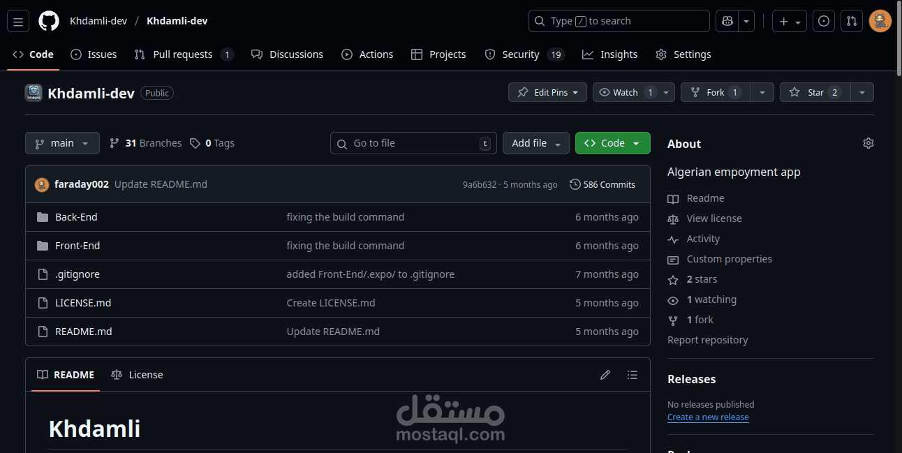 Backend dev in Algeriian employment platform