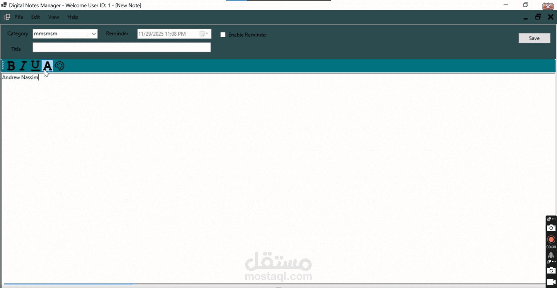 Digital Notes Manager