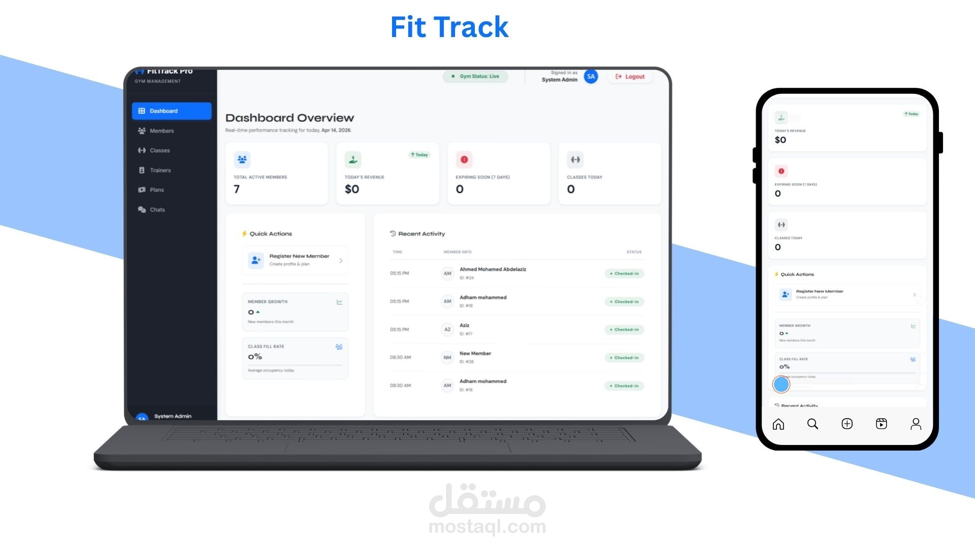 منصة متكاملة لإدارة الصالات الرياضية (Gym Management System)