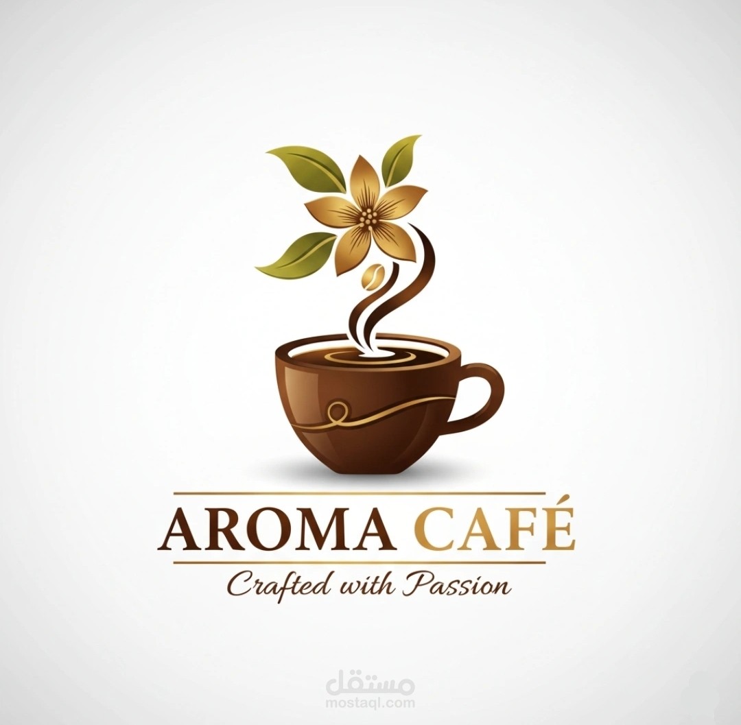 هوية بصرية مميزة لمقهى Aroma – يجمع بين الإلهام والتكنولوجيا