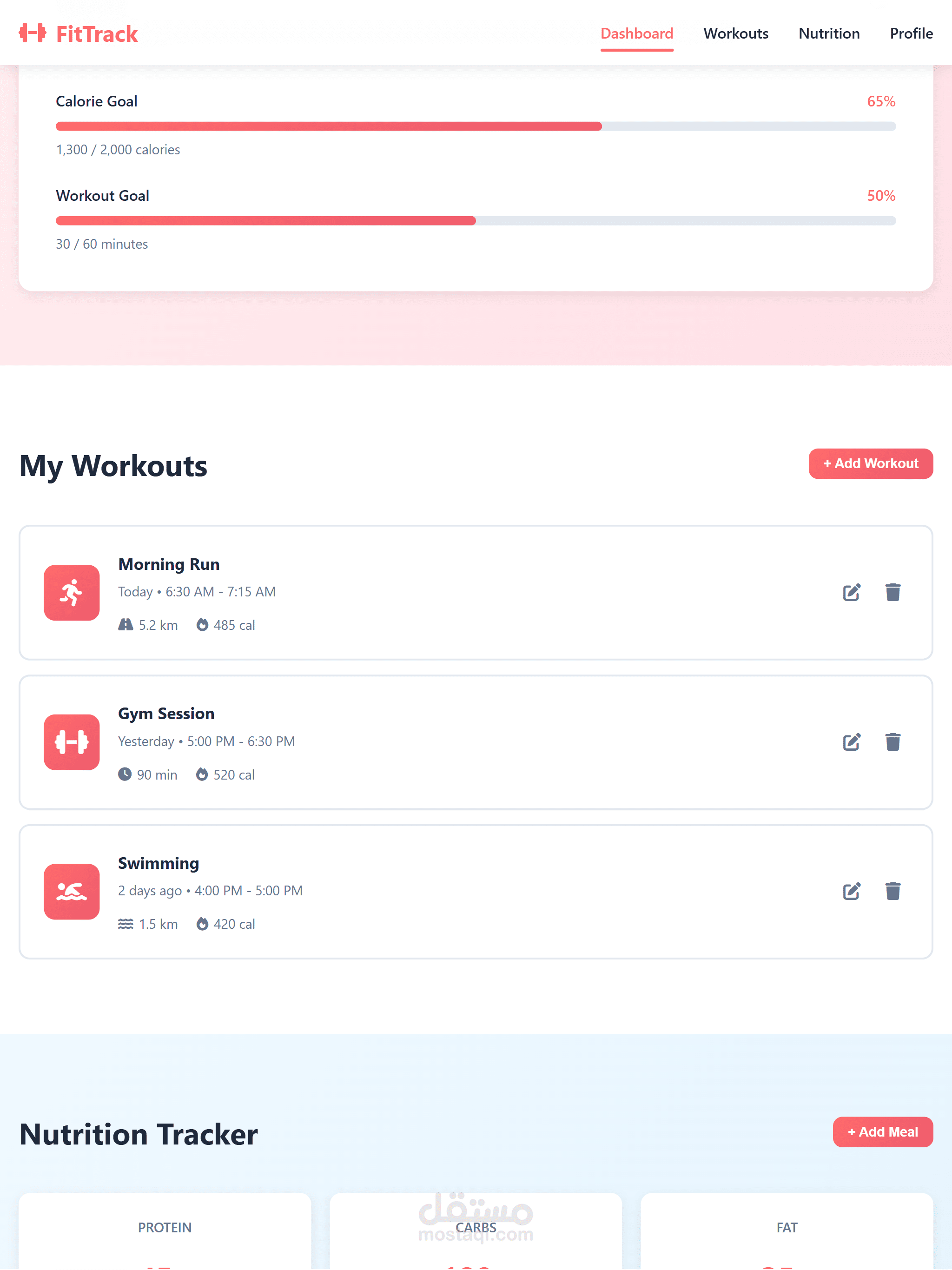 FitTrack Dashboard