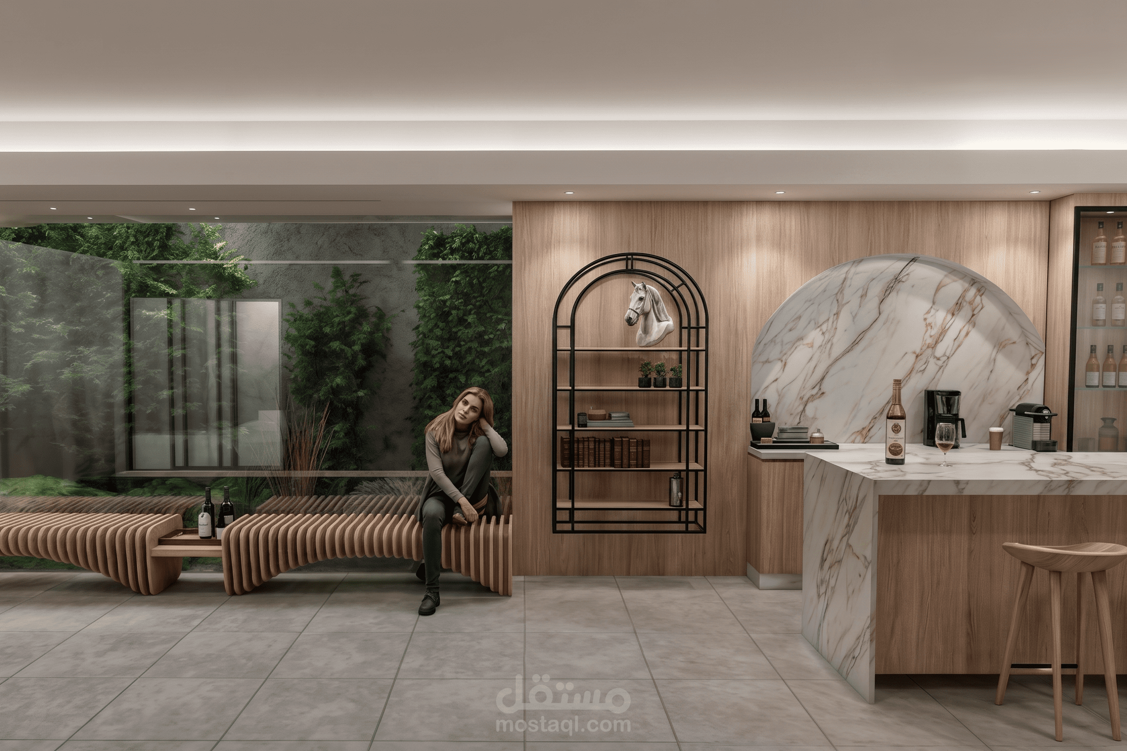 Wall design with bar