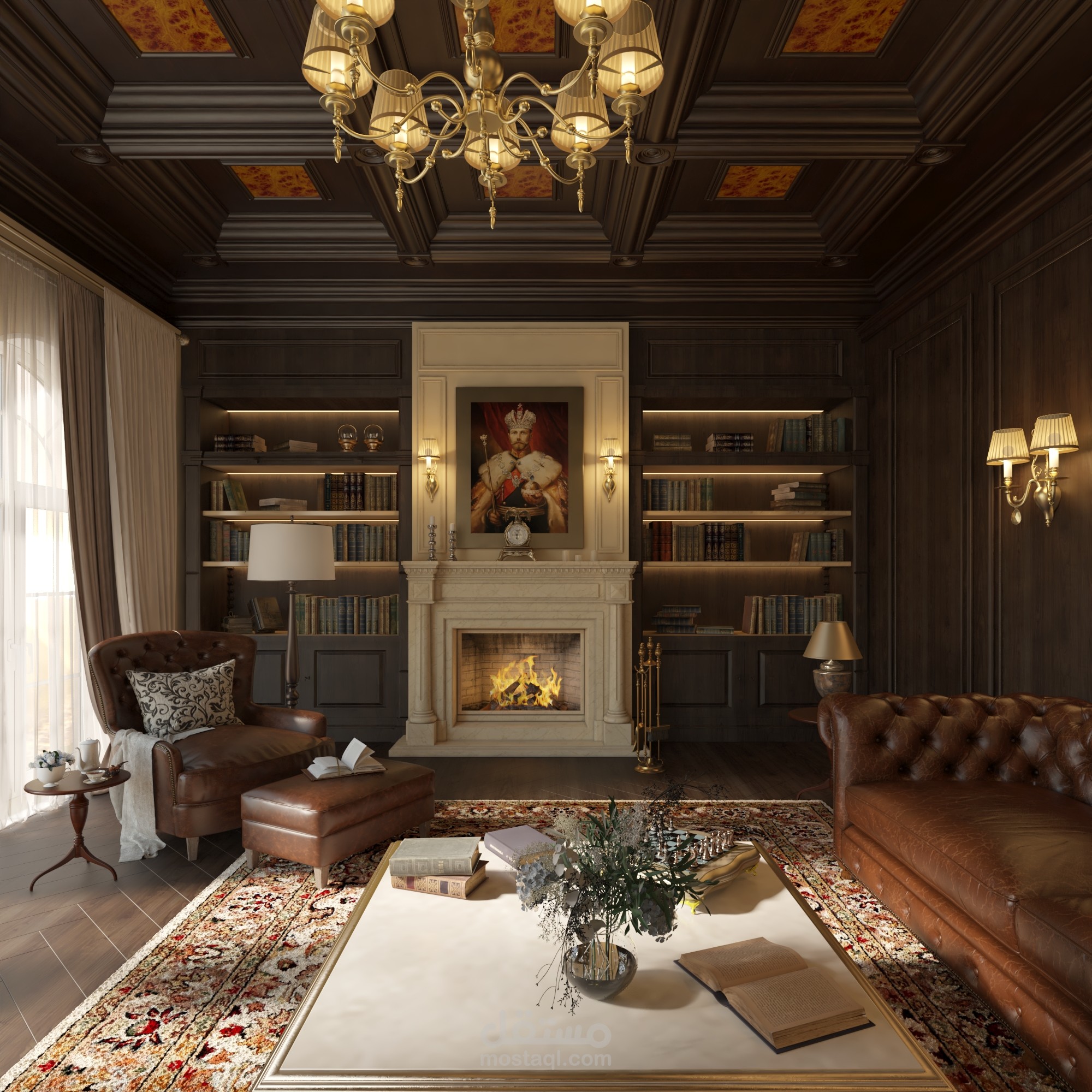 تصميم داخلي لغرفة معيشة