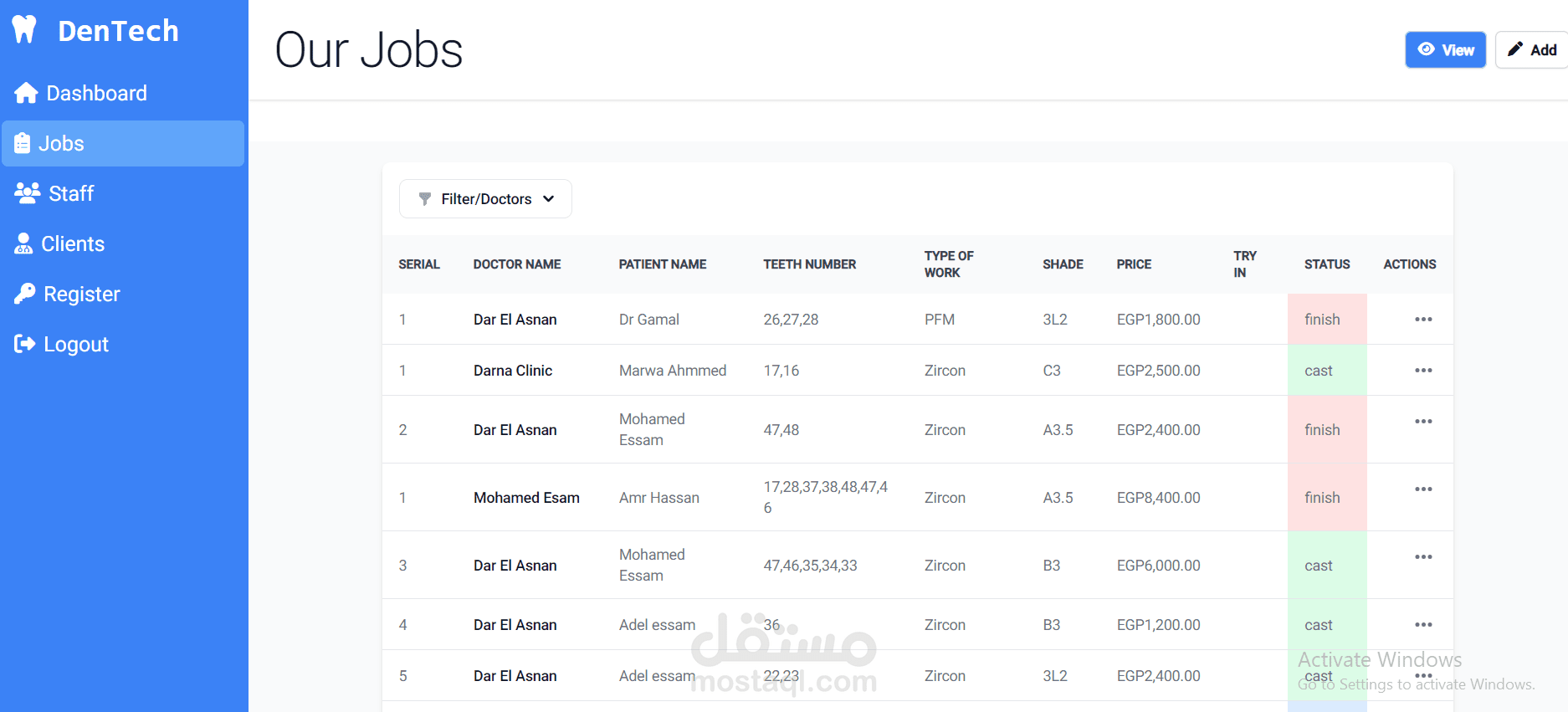 نظام إدارة معمل أسنان — Full Stack Web App