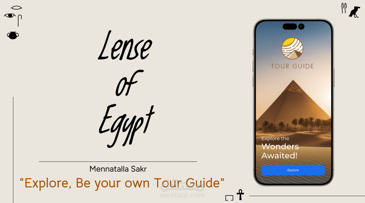 تطبيق دليل سياحي "LenseofEgypt" متكامل بFlutter و Figma