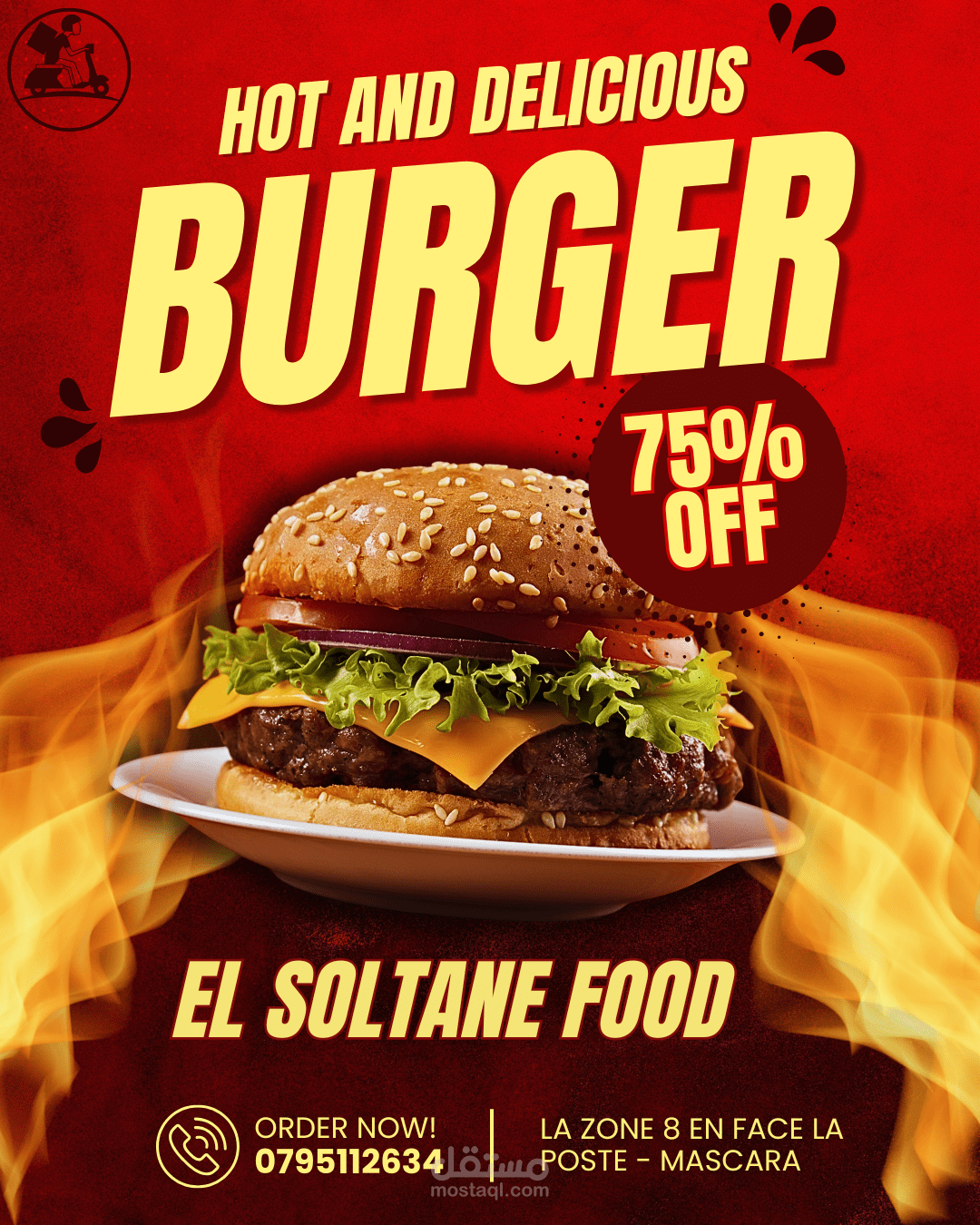 Red Modern New Menu Hot Burger Promotion Instagram