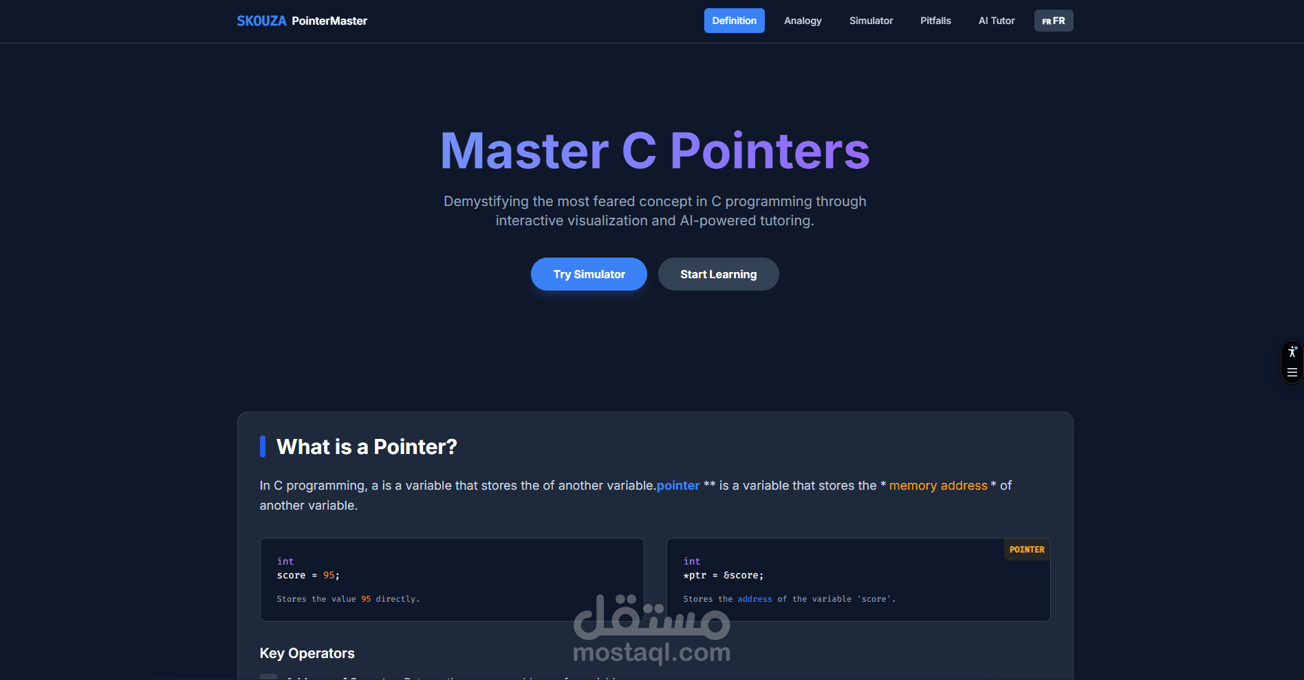 منصة تعليمية مصممة لمساعدة الطلاب والمبرمجين المبتدئين