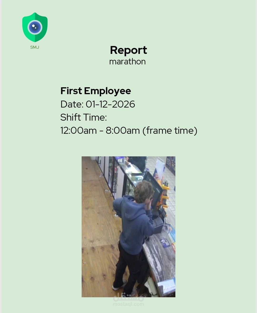 إعداد تقرير مراقبة موظفين في محل تجاري