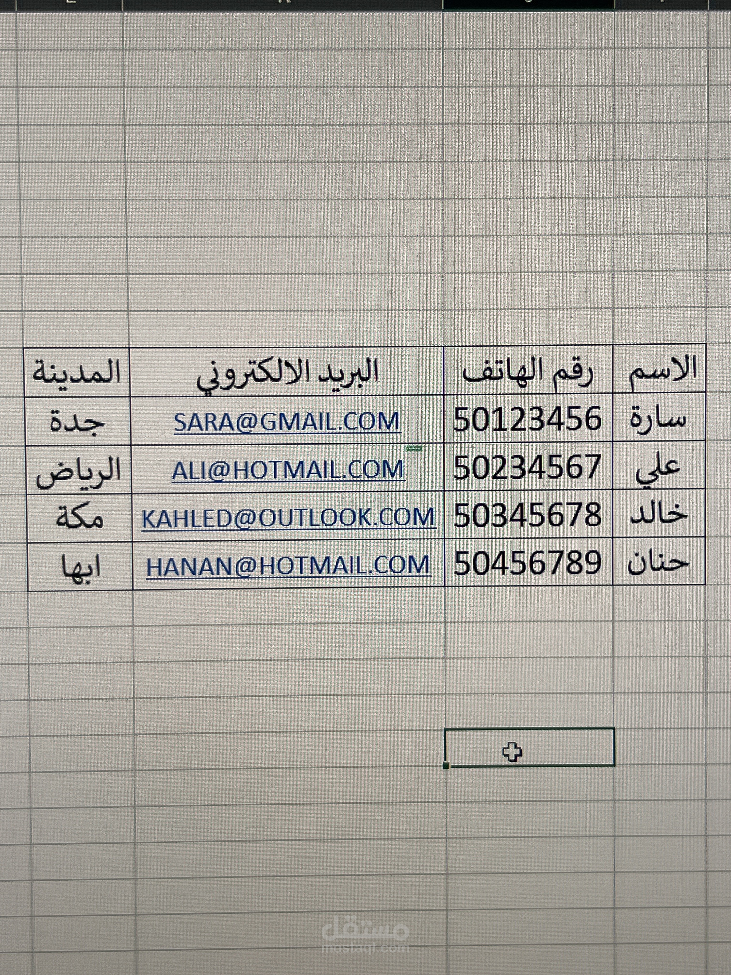 ترتيب الجدوال و ادخال البيانات في الاكسل