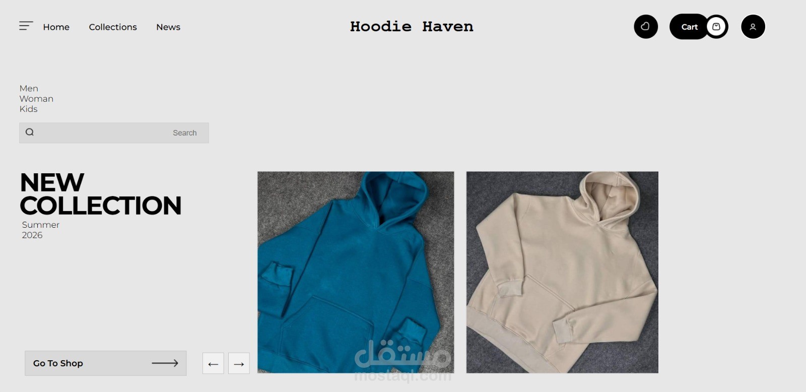 تطوير منصة احترافي لمتجر إلكتروني Hoodie-Haven مع لوحة إدارة وإشعارات لحظية