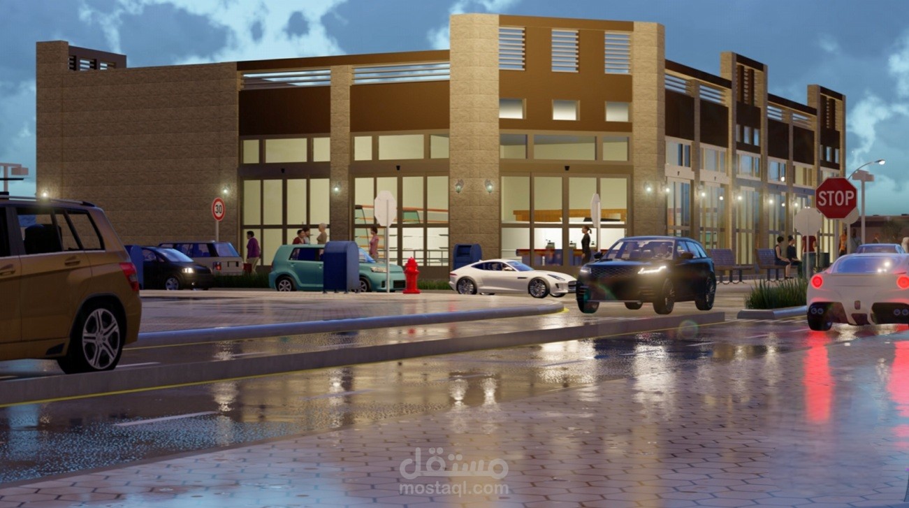 تصميم  مبنى   لمركز  تجاري  متعدد  الاستخدامات مركز  حارة - الجبيل الصناعية - السعودية