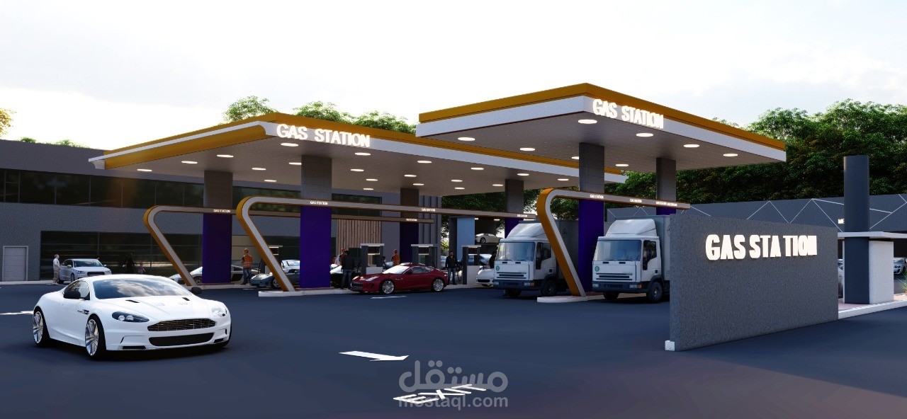 مبنى  لمحطة  وقود ومحروقات  ومركز للصيانة  وخدمات