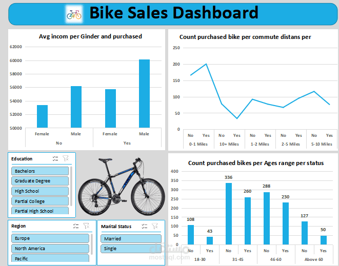 This dashboard belongs to a company that sells bicycles