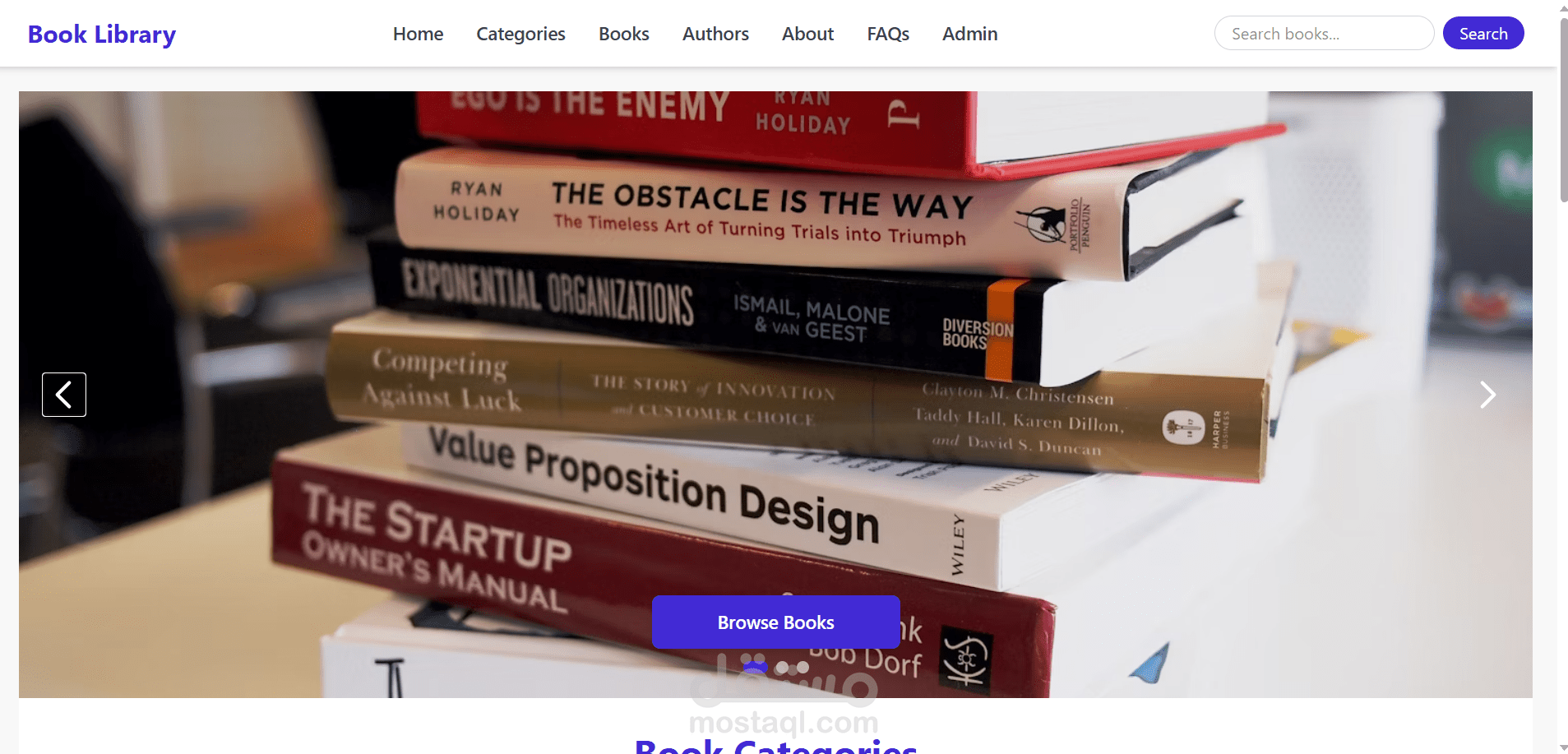 تطوير واجهة متجر إلكتروني لبيع الكتب – Bookstore