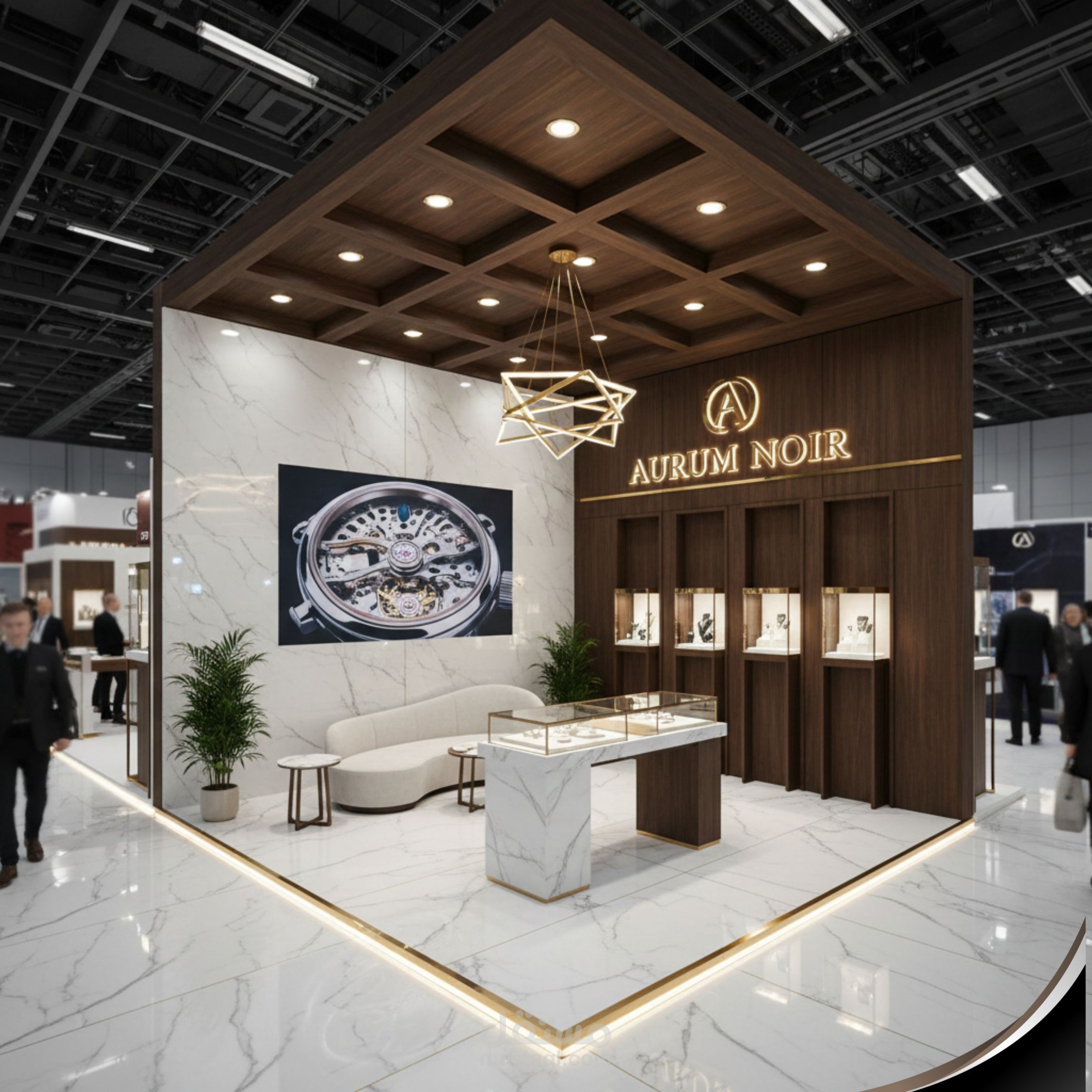 تصميم منصات عرض (Booths) فاخرة لبراندات المجوهرات والساعات