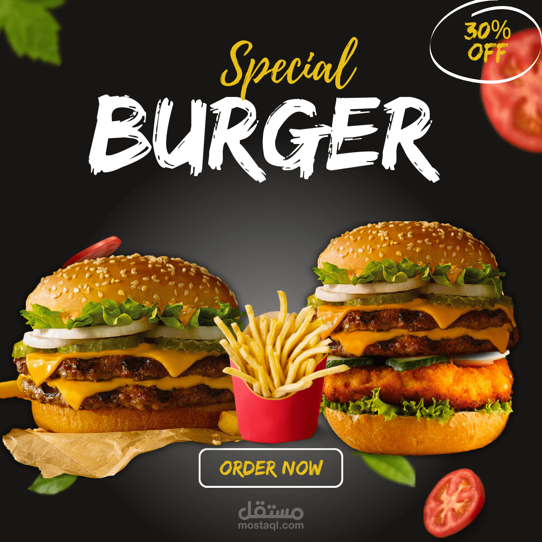 بوستر إعلانى لمطعم برجر