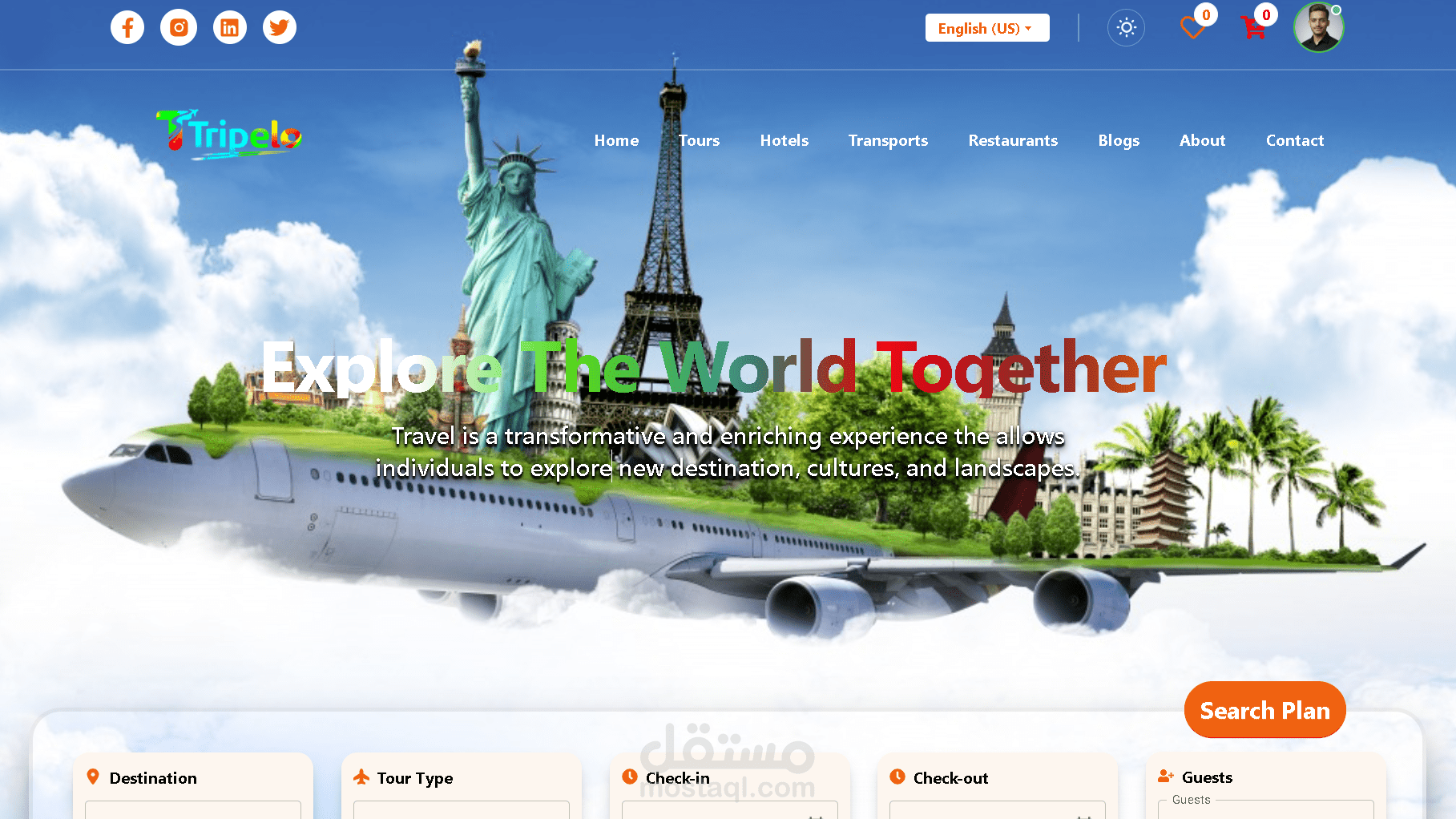Travel Booking Website UI