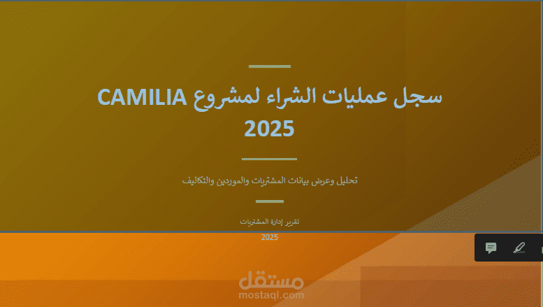 سجل متابعة عمليات الشراء بأرقام افتراضية للسريه لمشروع CAMILIA