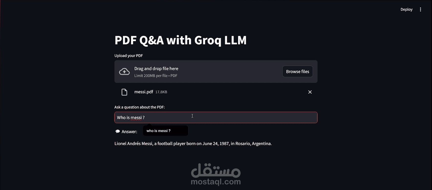 مشروع نظام أسئلة وأجوبة ذكي من ملفات PDF