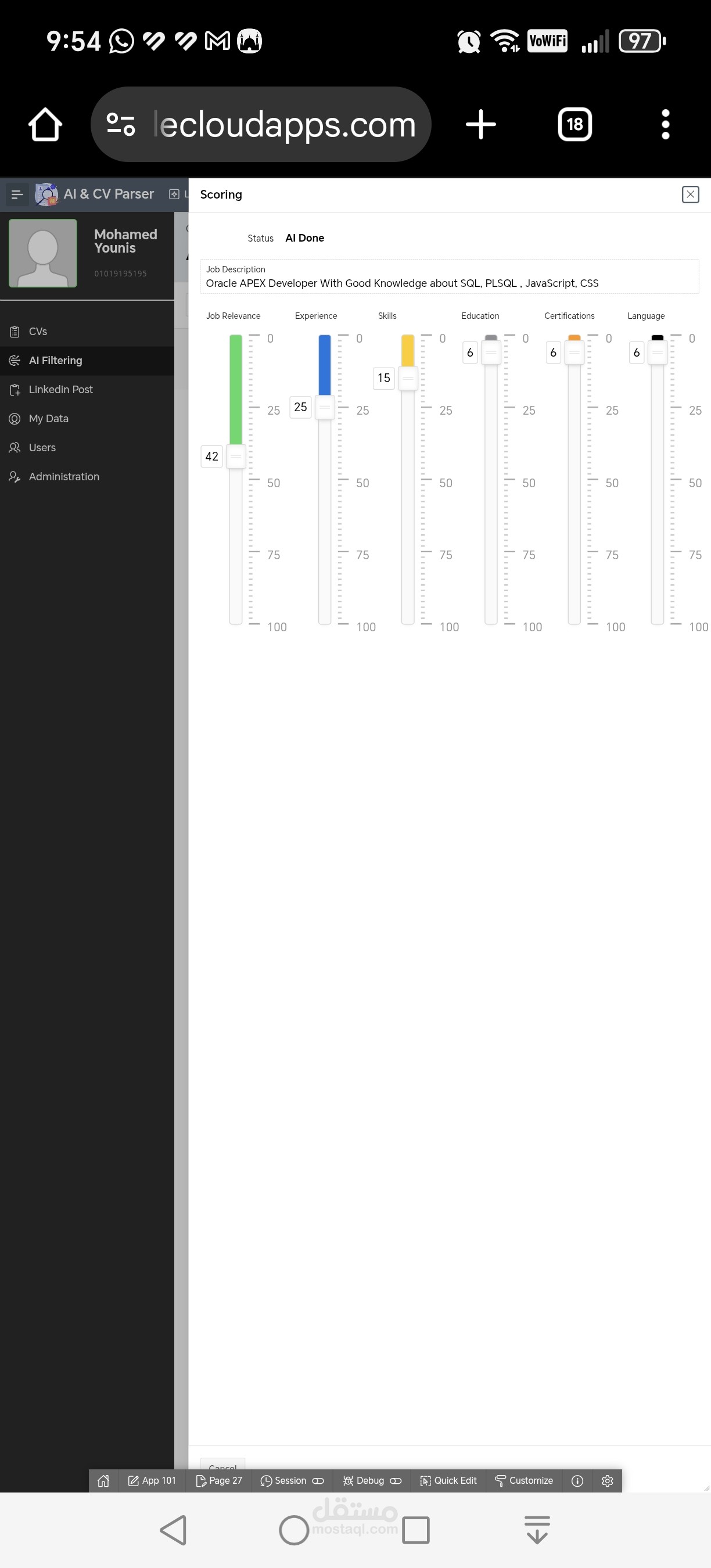 Oracle APEX CV Parser & AI Support