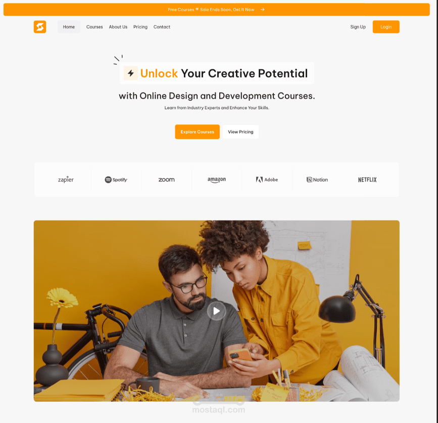 Up Course learning website