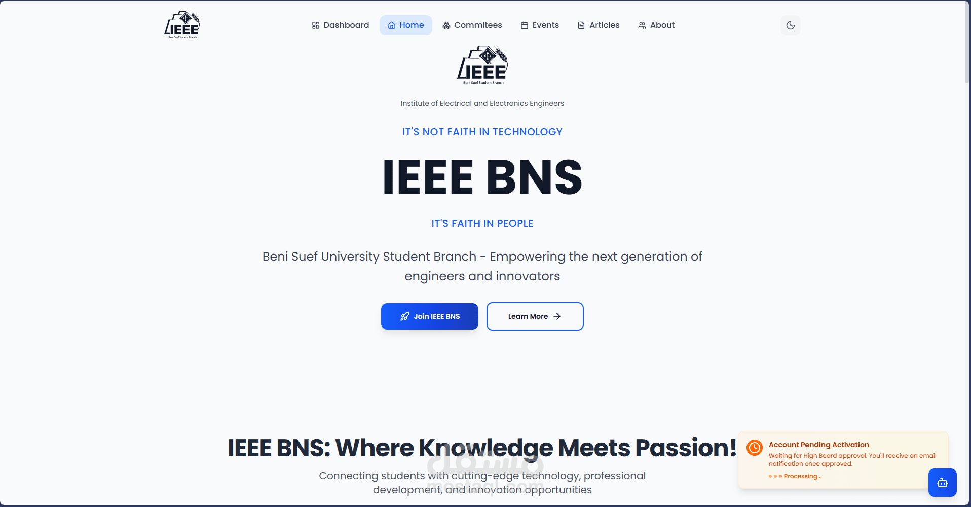 IEEE Student Branch Management System | React Dashboard