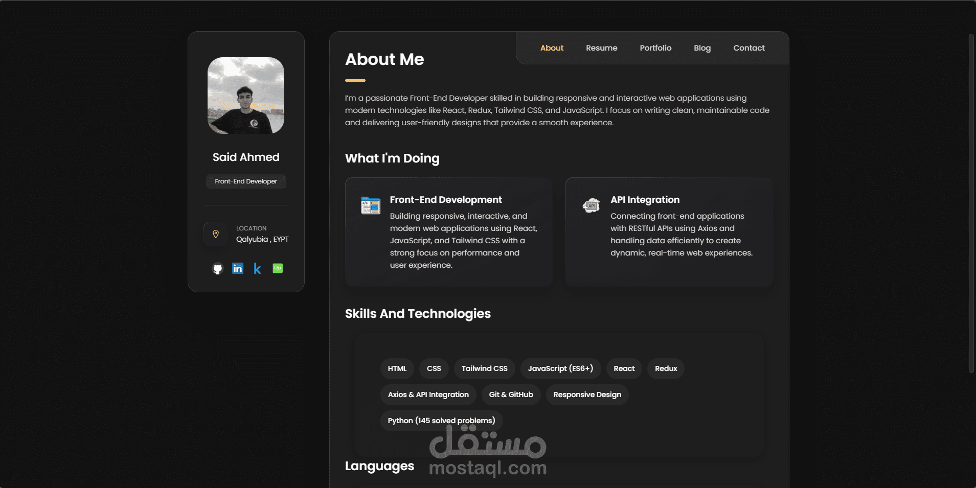 Personal Portfolio - Front-End Projects & Dashboard Development