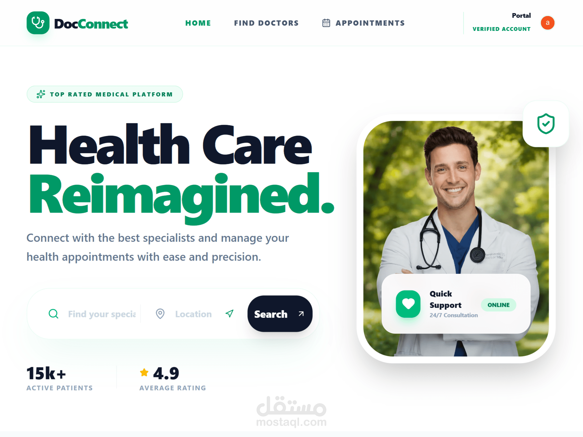 DocConnect – منصة متكاملة لحجز المواعيد الطبية (Full-Stack)