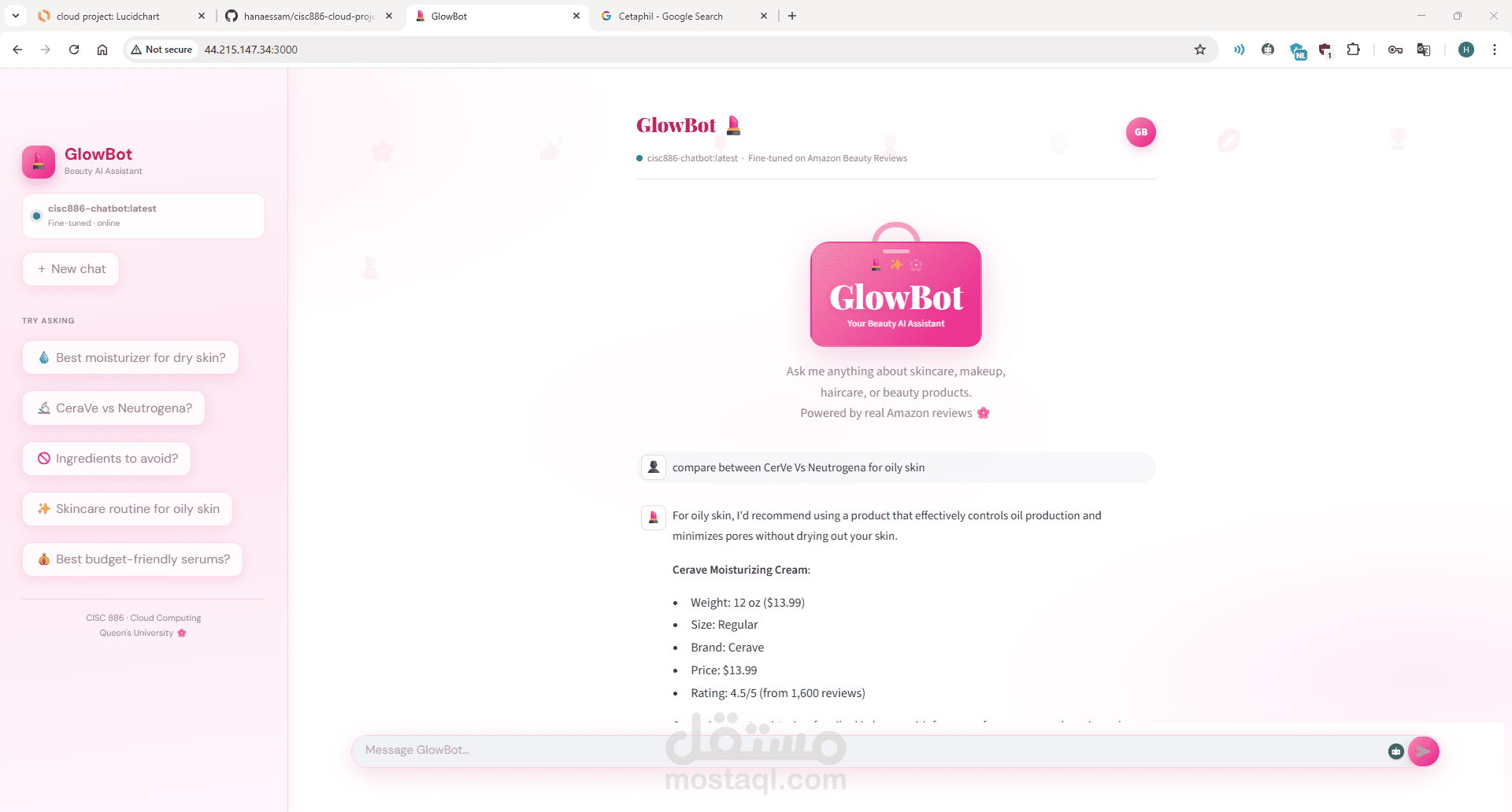 GlowBot — Cloud-Based Beauty AI Chatbot