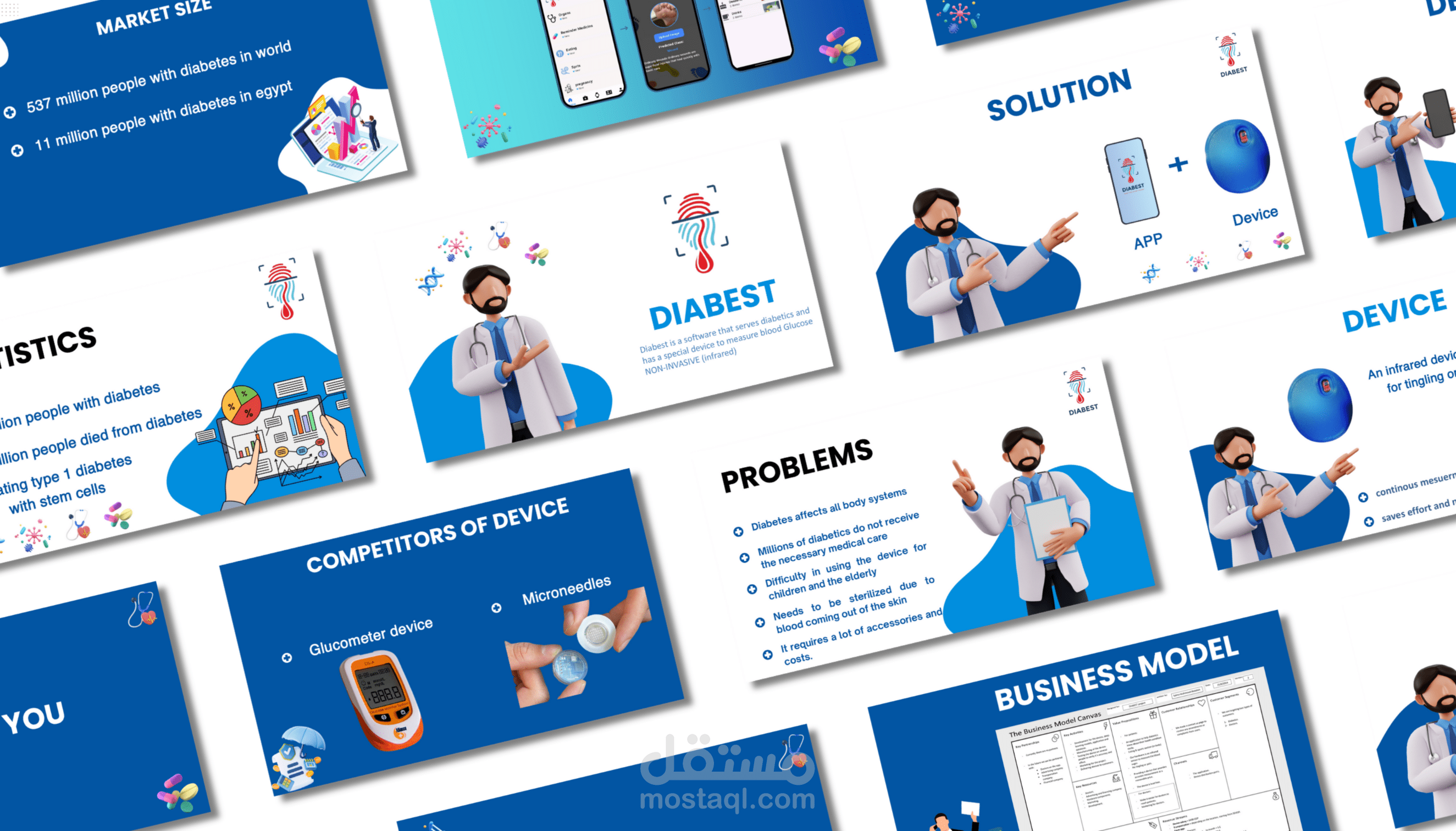 عرض تقديمي (PowerPoint Presentation) جذّاب واحترافي لقياس نسبة السكر في الدم لمرضى السكري