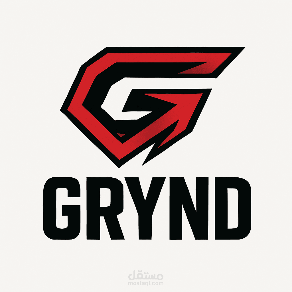 تصميم شعار احترافي يحمل طابعًا قويًا وديناميكيًا لعلامة تجارية باسم GRYND.