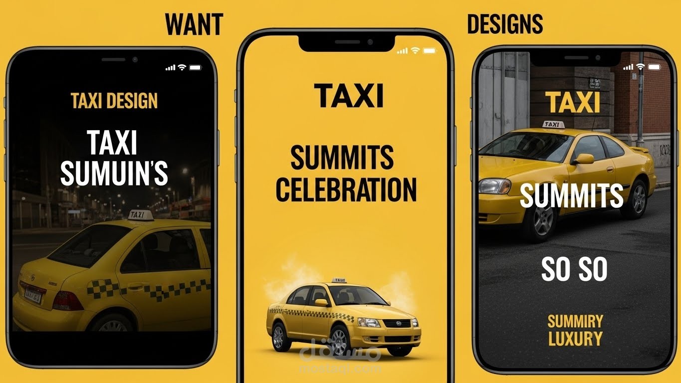 تصميم واجهة لتطبيق تاكسي — رؤية بصرية حديثة وبسيطة