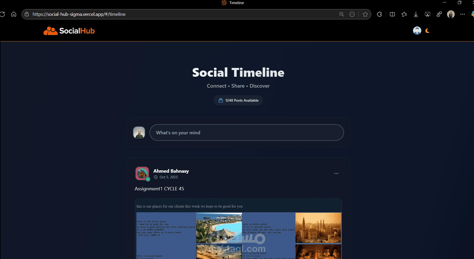 تطبيق تواصل اجتماعي (SocialHub) متكامل، تم بناؤه باستخدام Angular للواجهة الأمامية و ASP.NET Core Web API للنظام الخلفي.