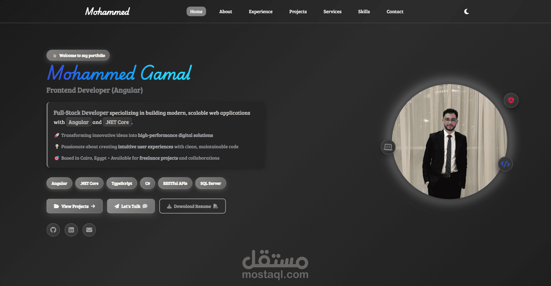 تصميم وتطوير موقع معرض أعمال شخصي (Portfolio) باستخدام Angular