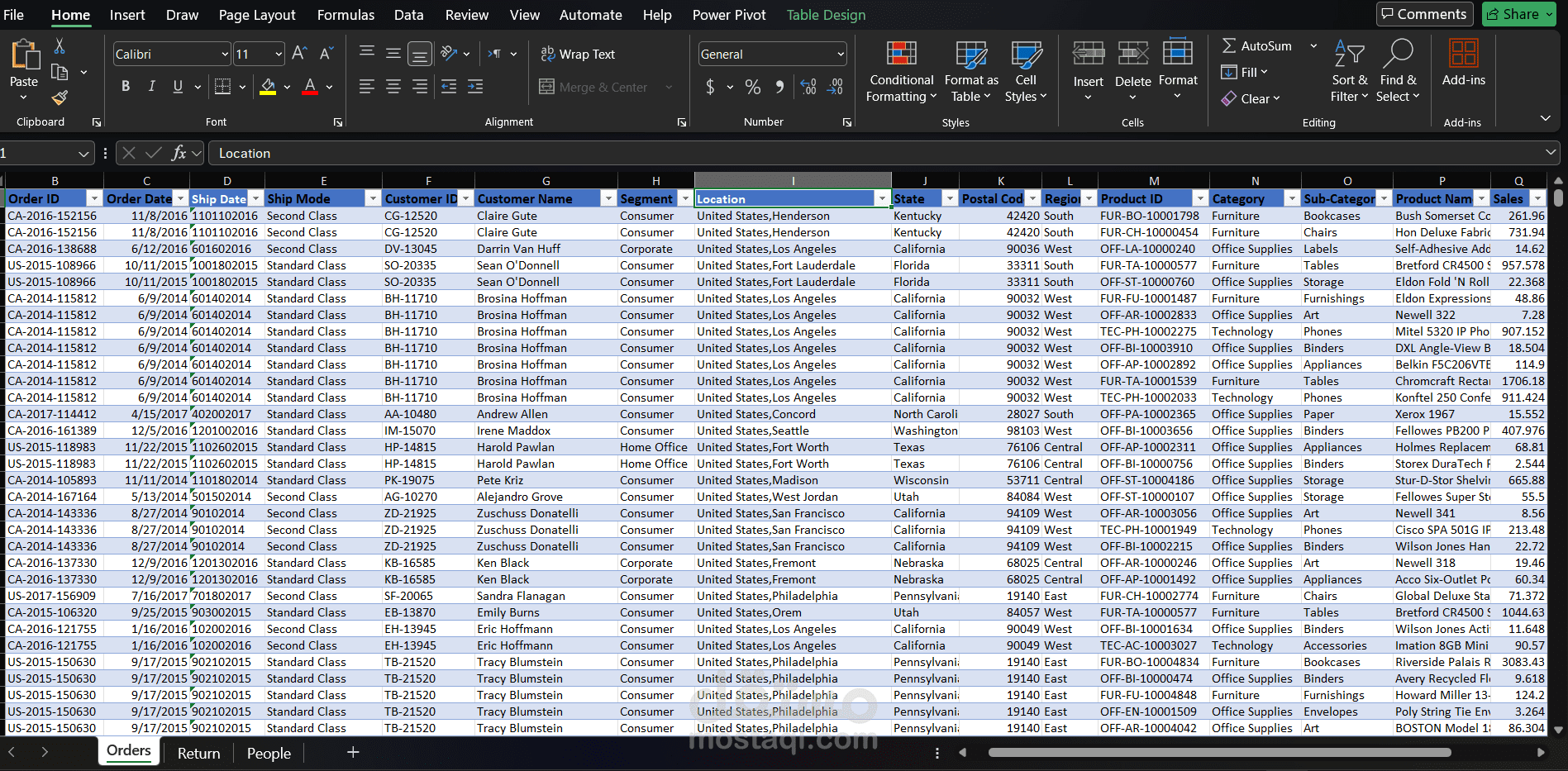 هيكلة وتنظيف بيانات مبيعات ضخمة باستخدام Excel (Superstore Dataset)