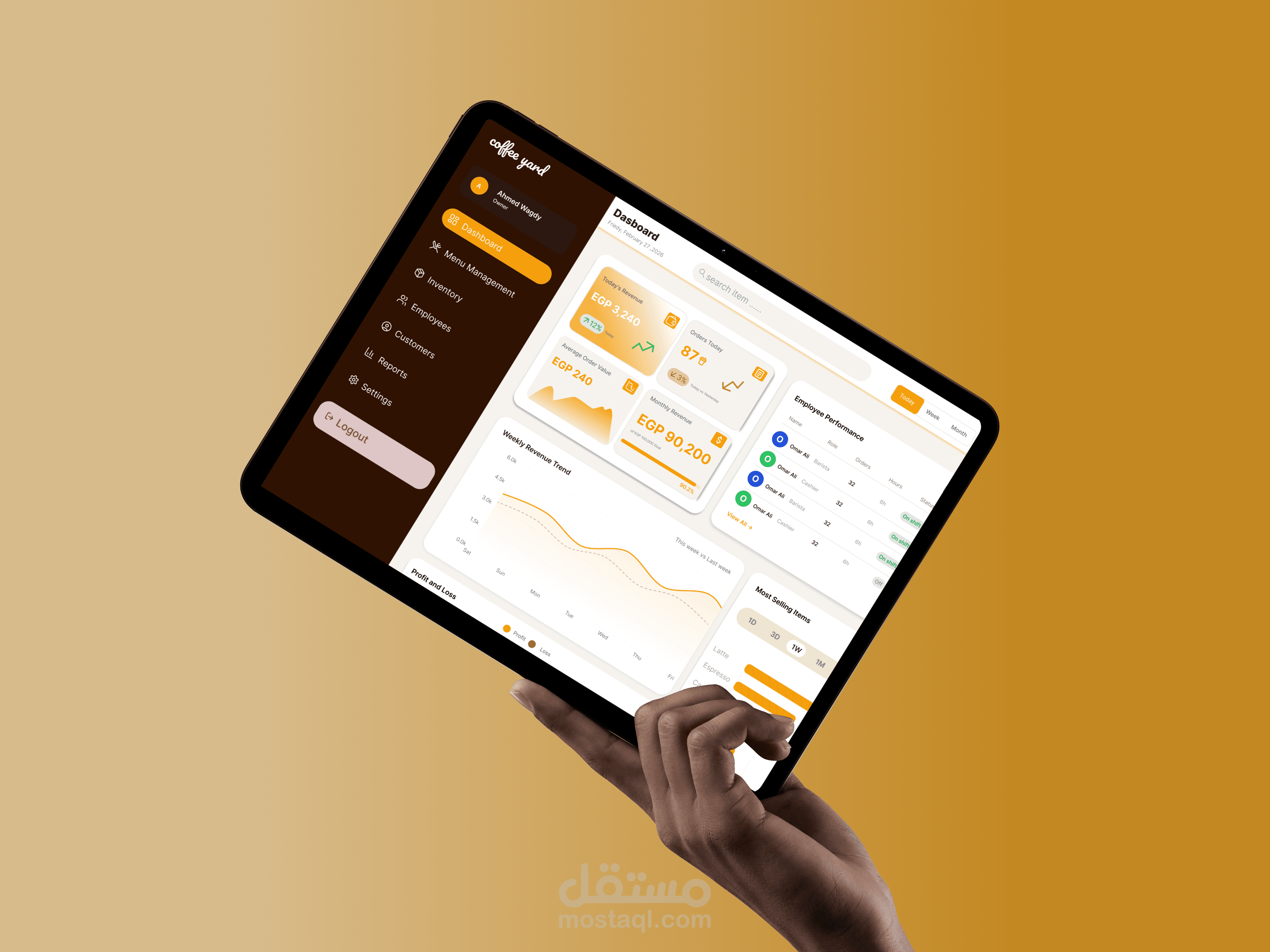Cafe Management Dashboard | تصميم Dashboard لإدارة المقاهي
