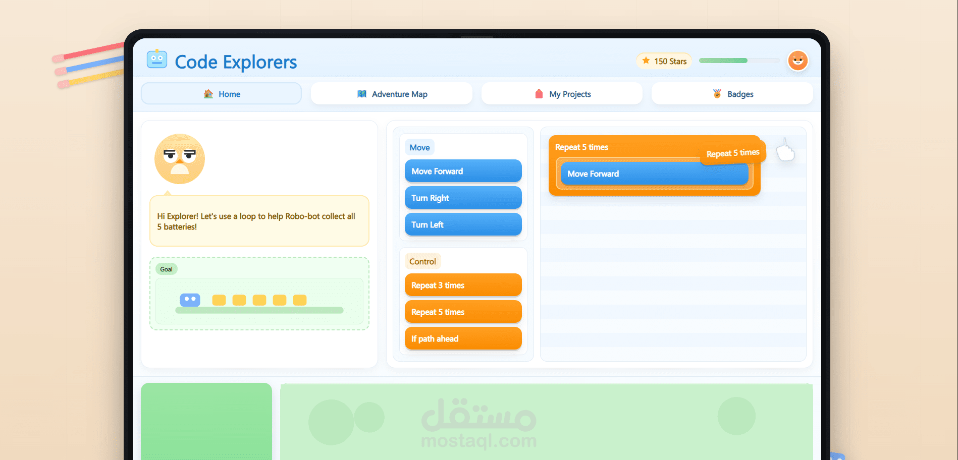 تصميم واجهة وتجربة مستخدم (UI/UX) لمنصة تعليم البرمجة للأطفال "كود المبدعين"