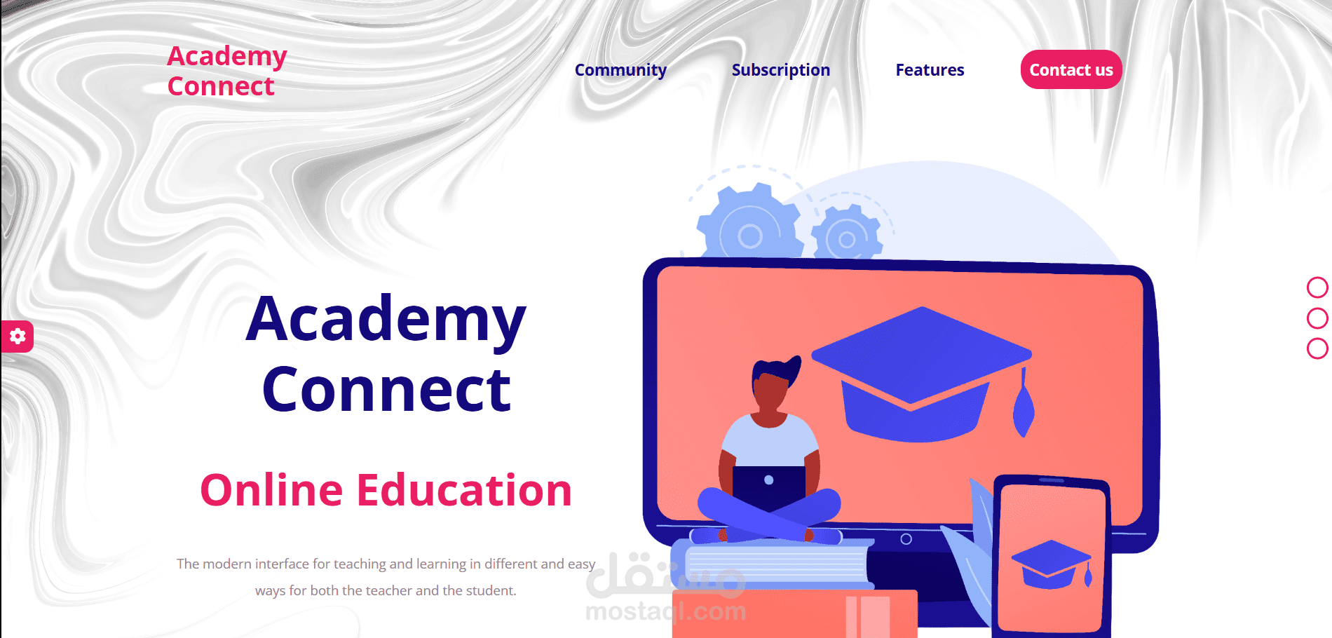 Academy connect e-learning website design