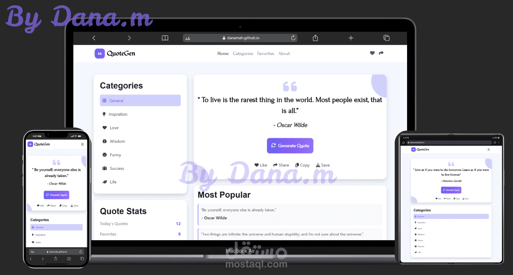 تطبيق مولّد الإقتباسات الذكي – QuoteGen