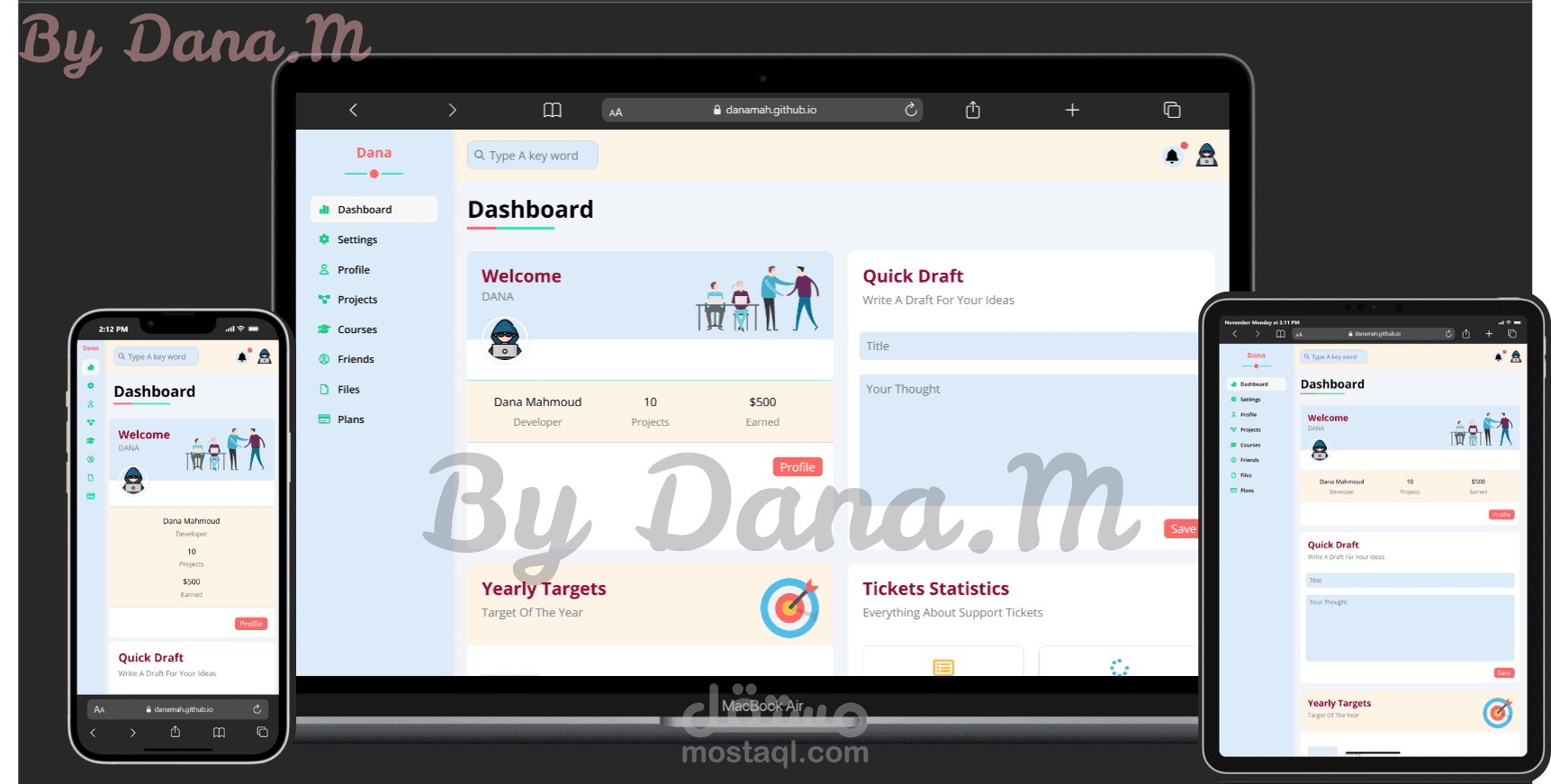 لوحة تحكم إدارية حديثة – Responsive Dashboard Template
