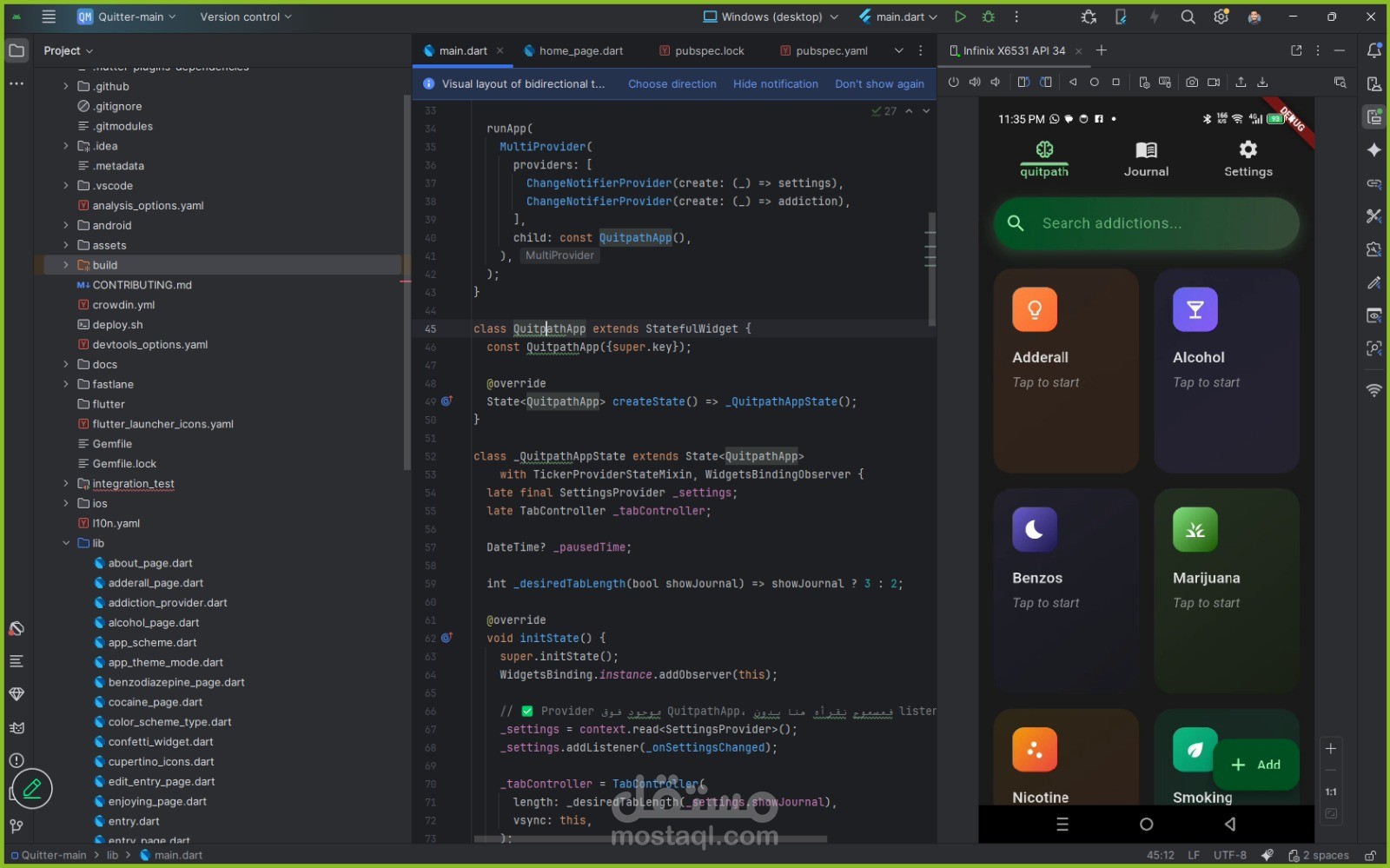 Addiction Tracking & Recovery App using Flutter